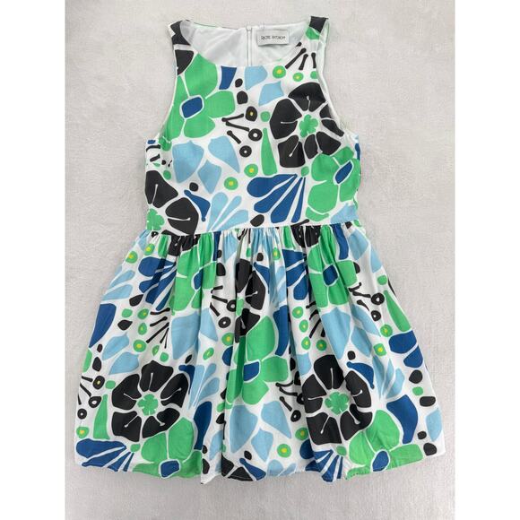 Rachel Antonoff White Mod Floral Dress Sleeveless Black Blue Flowers 10 - Picture 5 of 11